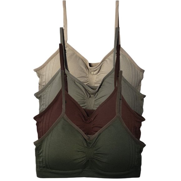 4-Pack Nylon-Spandex Comfort Cami Bra Pullover Design K0100 Earth Tones New NWT